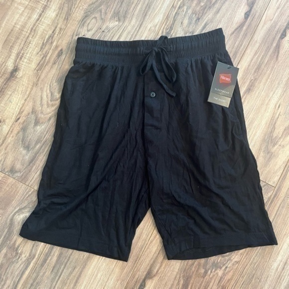 NWT Hanes Men's Tag Free Pajama Lounge Short with Side Pockets and tie string - Picture 1 of 5